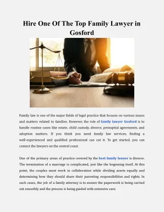 Hire One Of The Top Family Lawyers in Gosford.docx