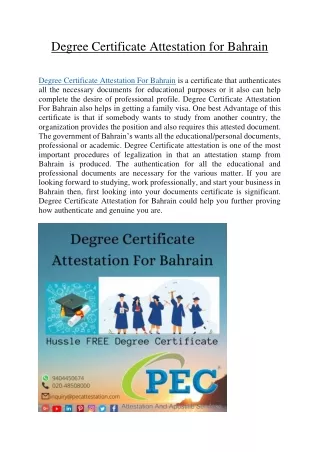 Degree Certificate Attestation for Bahrain