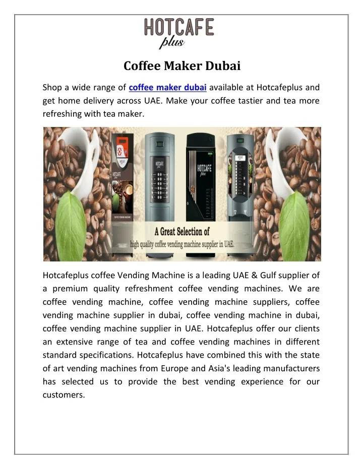 PPT Coffee Maker Dubai PowerPoint Presentation, free download ID