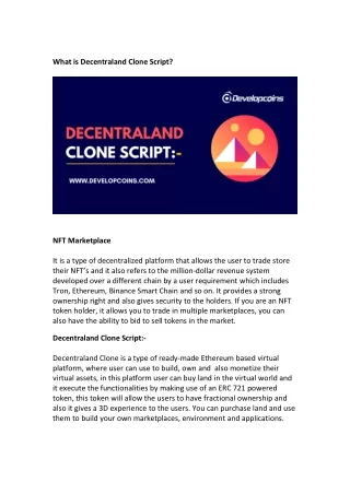 What is Decentraland Clone Script