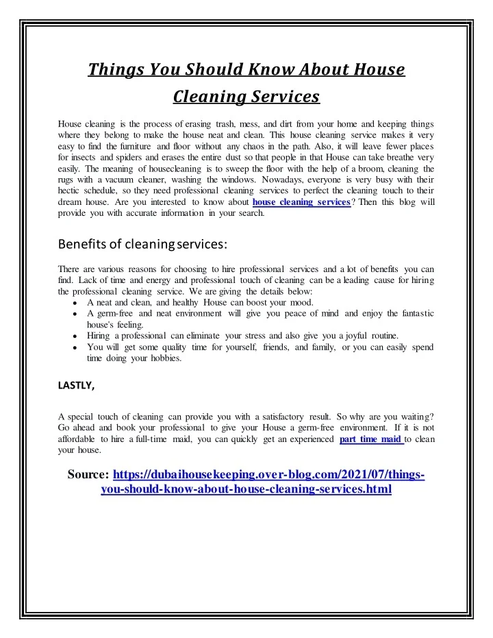 PPT - Things You Should Know About House Cleaning Services PowerPoint ...