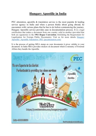 Hungary Apostille Service in India | PEC