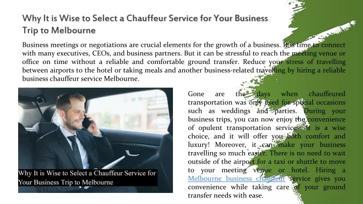 why it is wise to select a chauffeur service