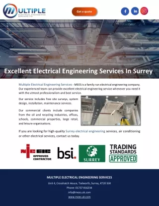 Excellent Electrical Engineering Services In Surrey