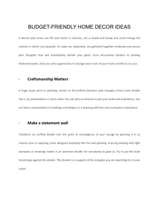 BUDGET-FRIENDLY HOME DECOR IDEAS