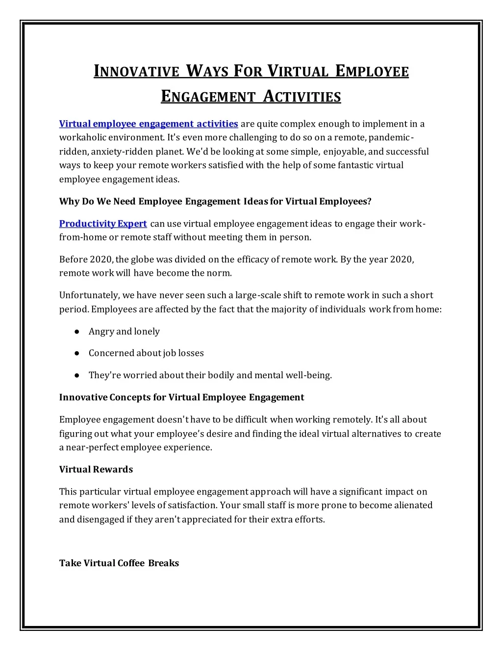 PPT - INNOVATIVE WAYS FOR VIRTUAL EMPLOYEE ENGAGEMENT ACTIVITIES ...