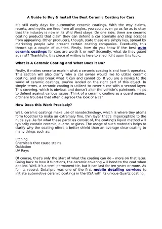 A Guide to Buy & Install the Best Ceramic Coating for Cars