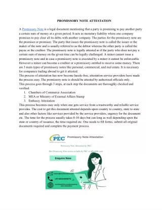 PROMISSORY NOTE ATTESTATION