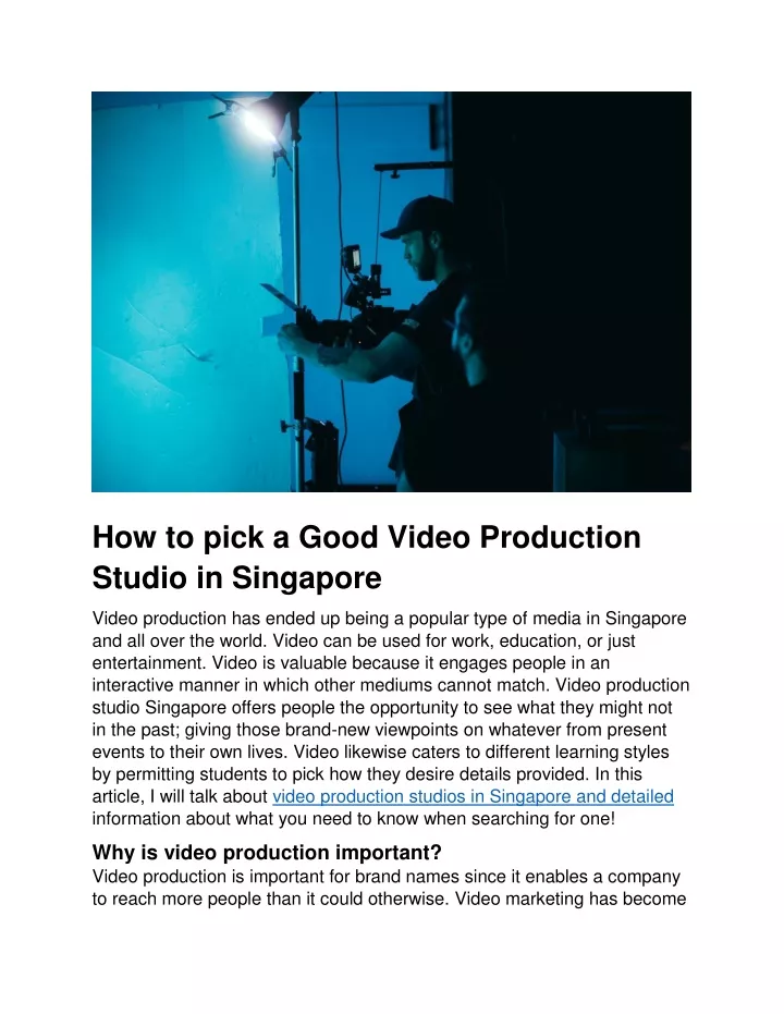 how to pick a good video production studio