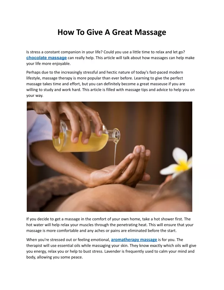 how to give a great massage