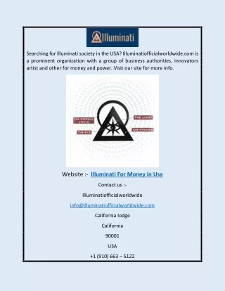 Illuminati for Money in USA | Illuminatiofficialworldwide.com