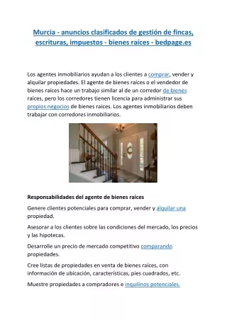 Murcia - anuncios clasificados de gestión de fincas, escrituras, impuestos - bienes raíces - bedpage.es 30 07 2021