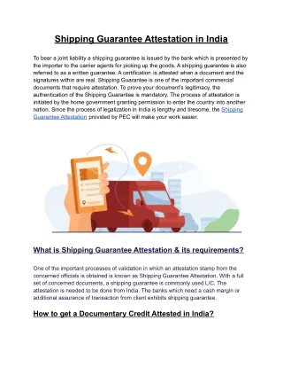 Shipping Guarantee Attestation in India