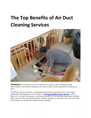 The Top Benefits of Air Duct Cleaning Services