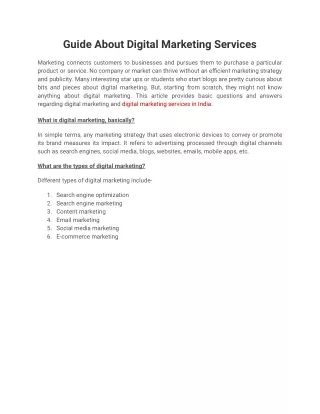 Guide About Digital Marketing Services