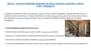 Murcia - anuncios clasificados de gestión de fincas, escrituras, impuestos - bienes raíces - bedpage.es 30 07 2021