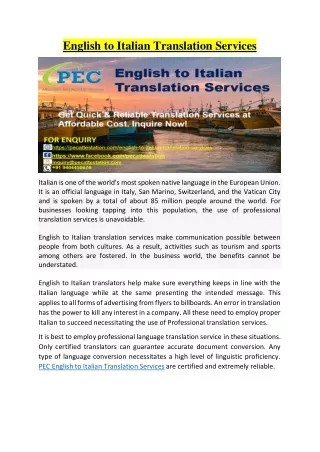 English to Italian Translation Services