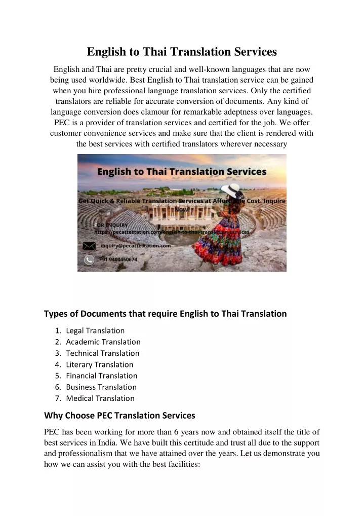 english to thai translation services