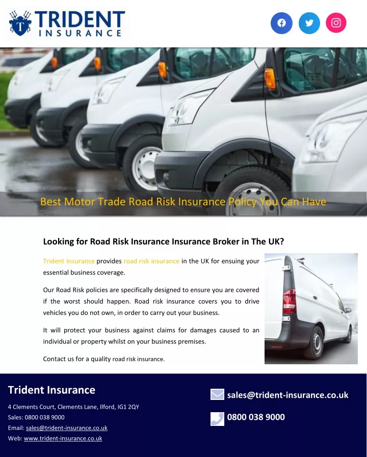 best motor trade road risk insurance policy