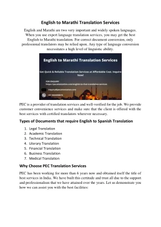English to marathi Translation Services