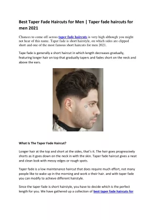 Best Taper Fade Haircuts for Men  Taper fade haircuts for men 2021