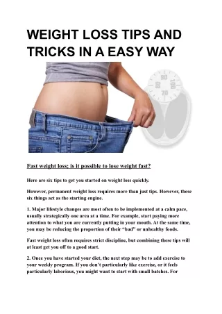 The well known tips and tricks of weight loss