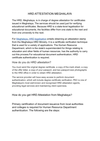 HRD ATTESTATION MEGHALAYA