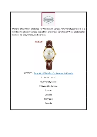 Shop Wrist Watches For Women In Canada | Ourvarietystore.com