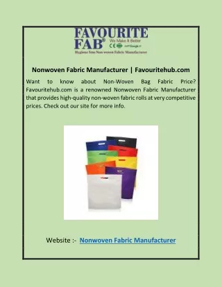 Nonwoven Fabric Manufacturer | Favouritehub.com