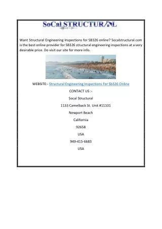 Structural Engineering Inspections For Sb326 Online | Socalstructural.com