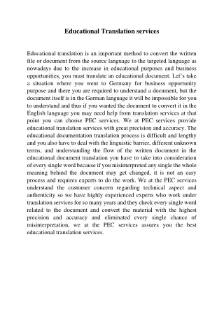 Educational Translation services