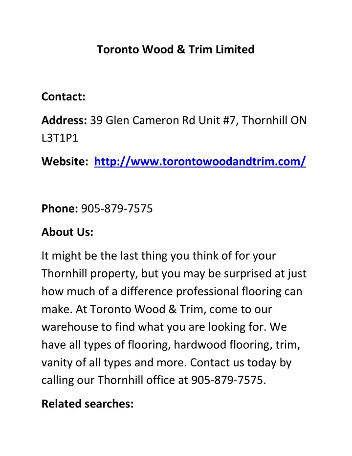 toronto wood trim limited