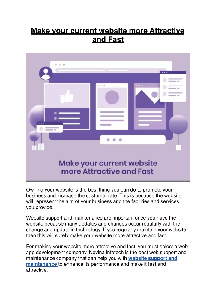 make your current website more attractive and fast