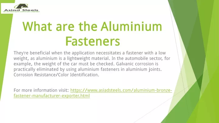 what are the aluminium fasteners they