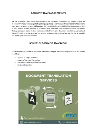 DOCMENT TRANSLATION SERVICES