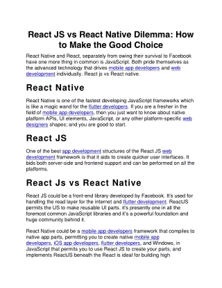 react js vs react native dilemma how to make