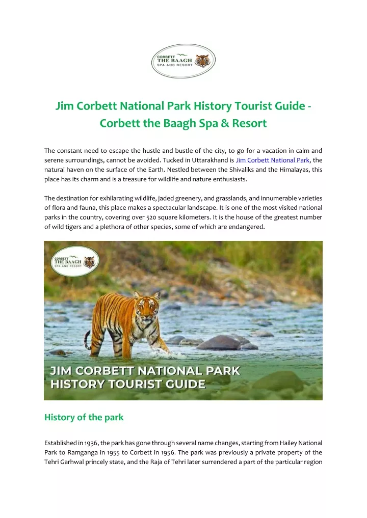 jim corbett national park history tourist guide