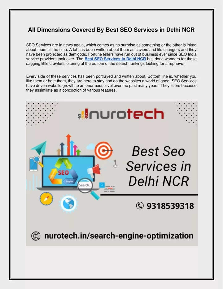 all dimensions covered by best seo services