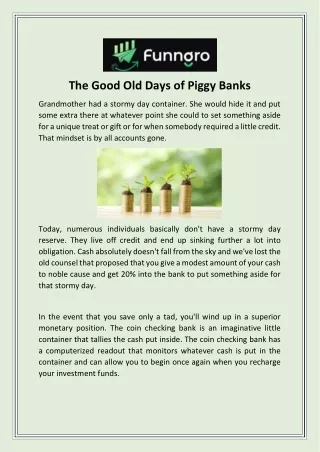 Digital Piggy Bank | Funngro.com