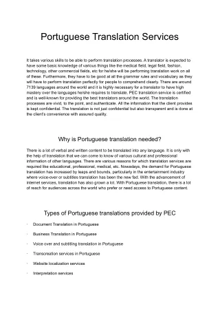 Portugese Translation services