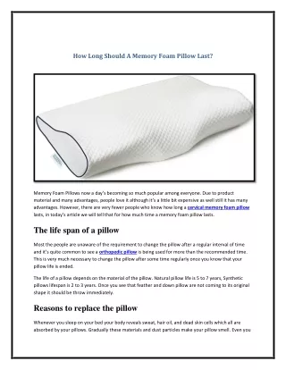 how long should a memory foam pillow last