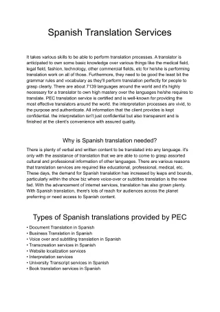Spanish Translation services