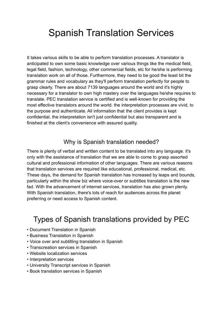 spanish translation services