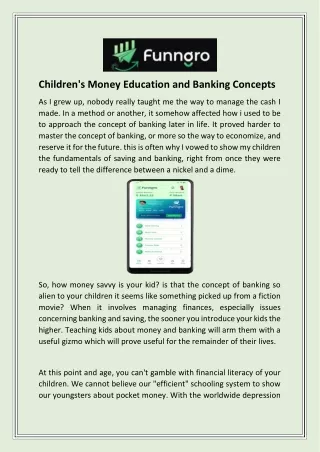Finances for Kids | Funngro.com