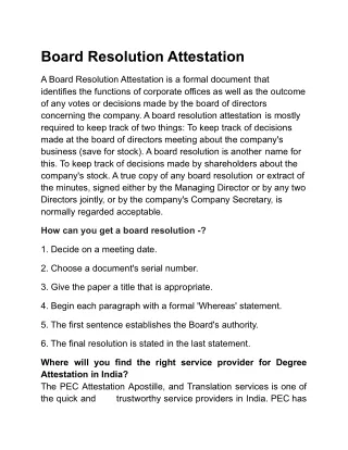 Board Resolution Attestation