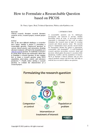 how to formulate a researchable question based