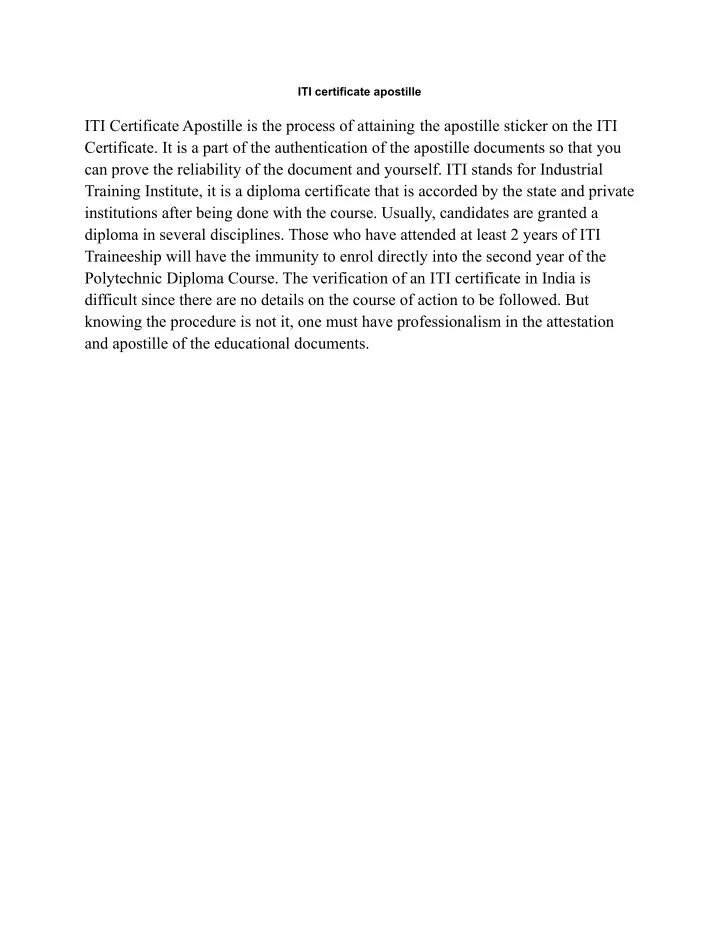 iti certificate apostille