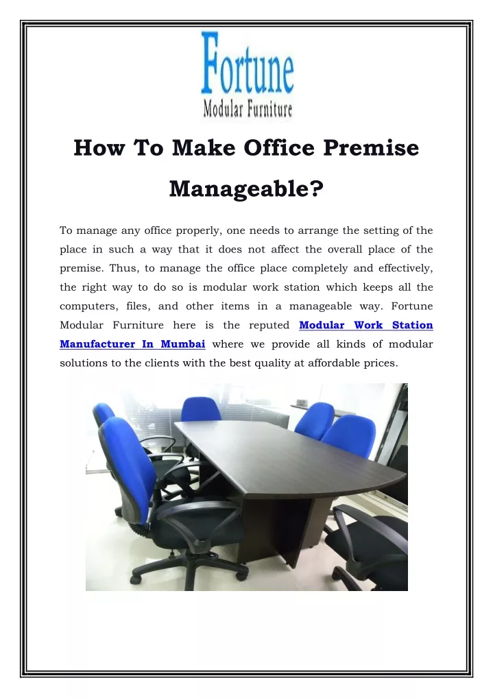 how to make office premise