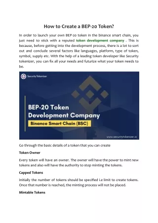 how to create a bep 20 token
