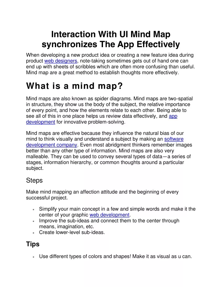interaction with ui mind map synchronizes
